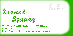 kornel szavay business card